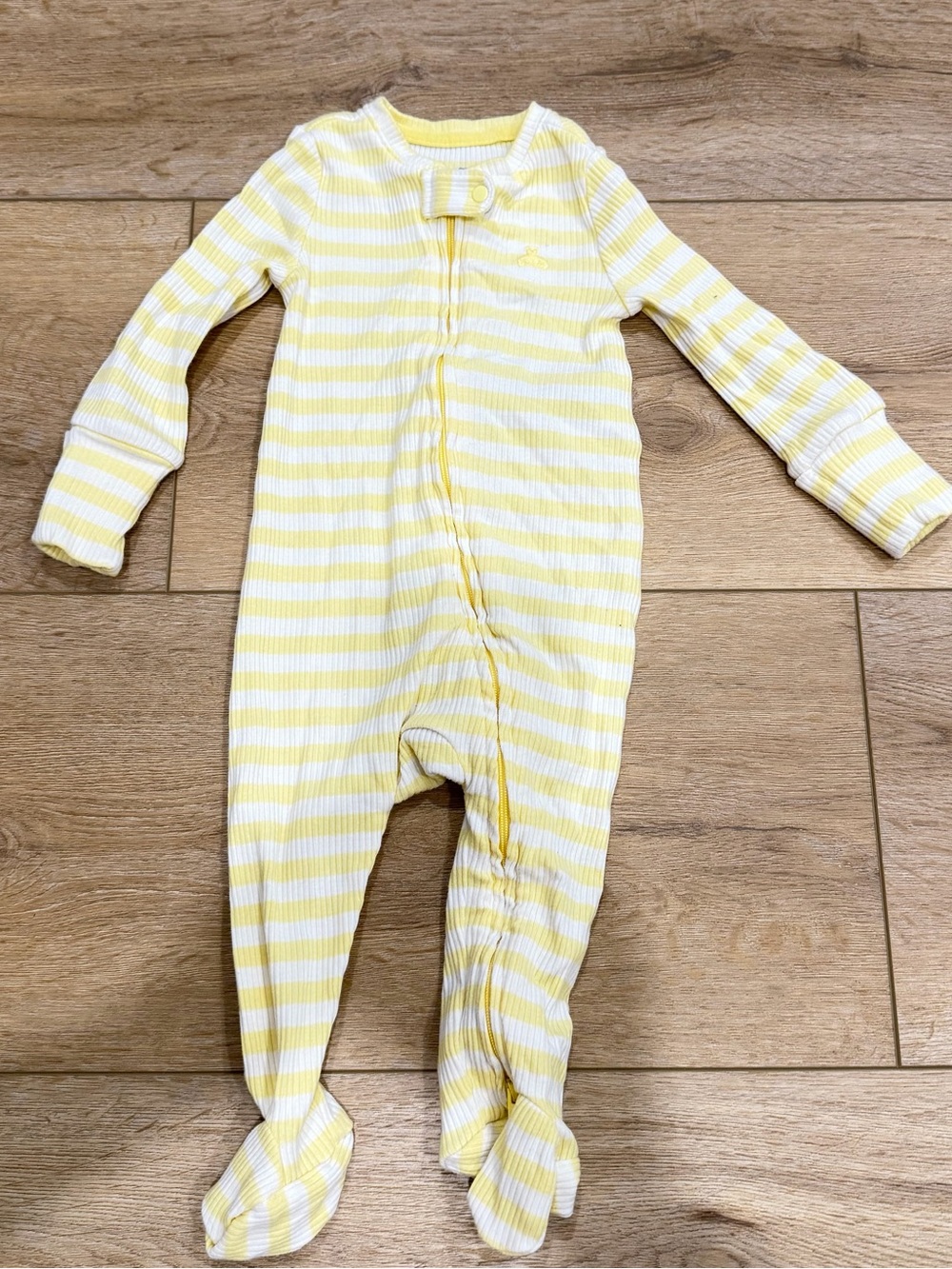 GAP Yellow and White Striped Ribbed Footie
